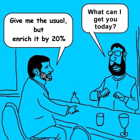 Cartoon: Islamic Bar Scene (2),  Ahmadinejab 20%