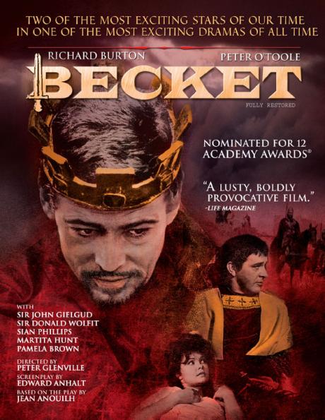 THEOCRACY VS ROYALTY ON SCREEN: Richard Burton and Peter O'Toole in "Becket" (1964)