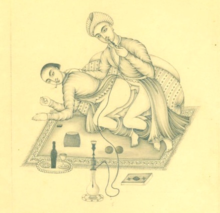 Two men engaged in sexual activity, 19th century