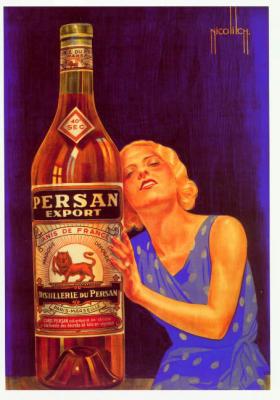 pictory: French Vintage Ad for "Persan" Alcohol Beverage (1920's)