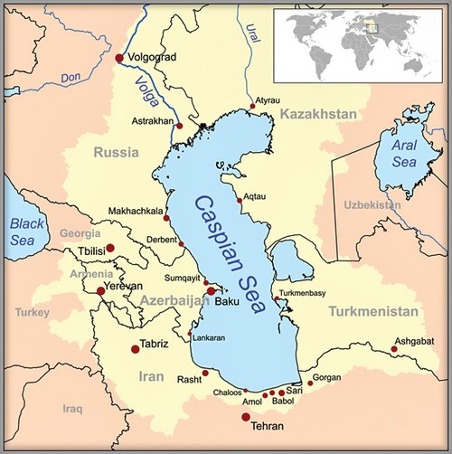 Map of Caspian seal population in the Caspian Sea