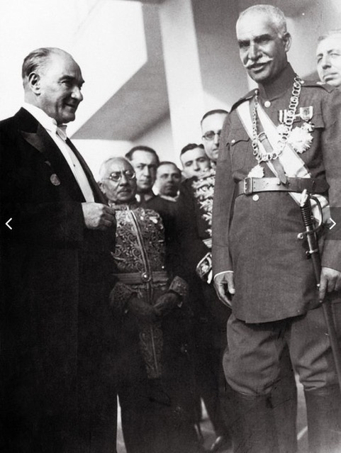 Ataturk and Reza Shah Pahlavi meeting for the first time in 1934, Istanbul, Turkey