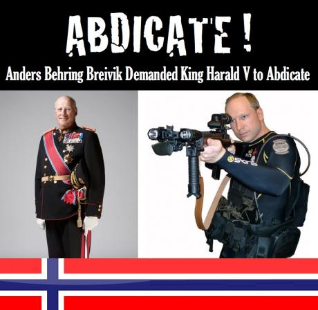 Norway Killer Anders Behring Breivik demanded King Harald V's Abdication 
