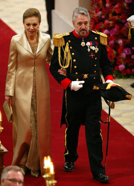ROYAL CURTSY: Shahbanou Farah Escorted by Danish Officer to Royal Wedding (2004)