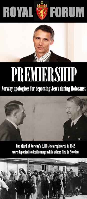 PREMIERSHIP: PM apologizes for Norway's Role in deporting Jews during WW2