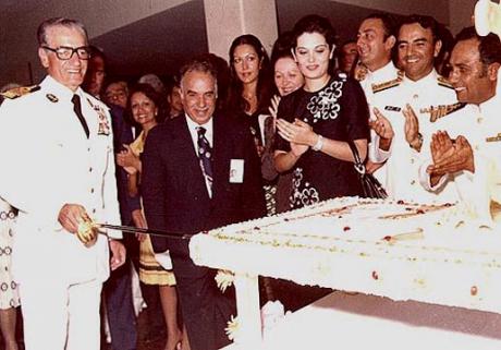 pictory: Shah celebrating his birthday with Imperial Navy Officers on Oct 26th, 1977