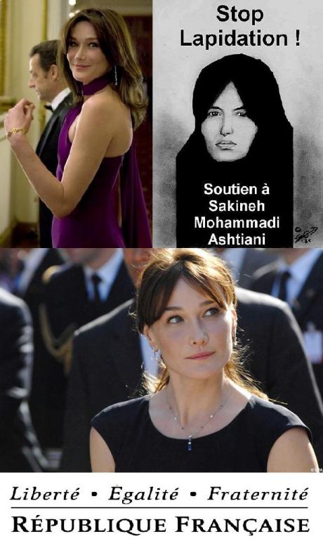 POUR SAKINEH: Carla Bruni Sarkozy, Isabelle Adjani and French Elite In Public Support to Sakineh Mohammadi-Ashtiani