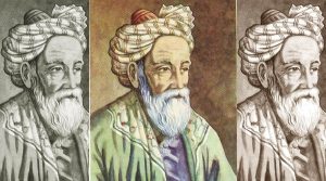 Drawing of Omar Khayyam, master of Persian poetry