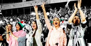 Iranian women watching soccer at Azadi stadium